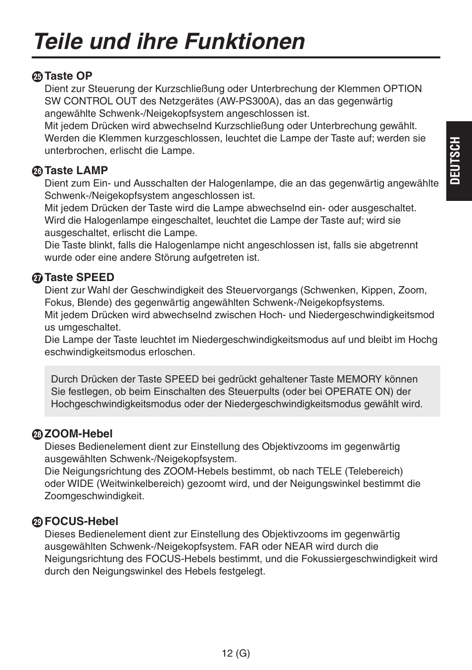 Teile und ihre funktionen | Panasonic AW-RP555 User Manual | Page 55 / 296