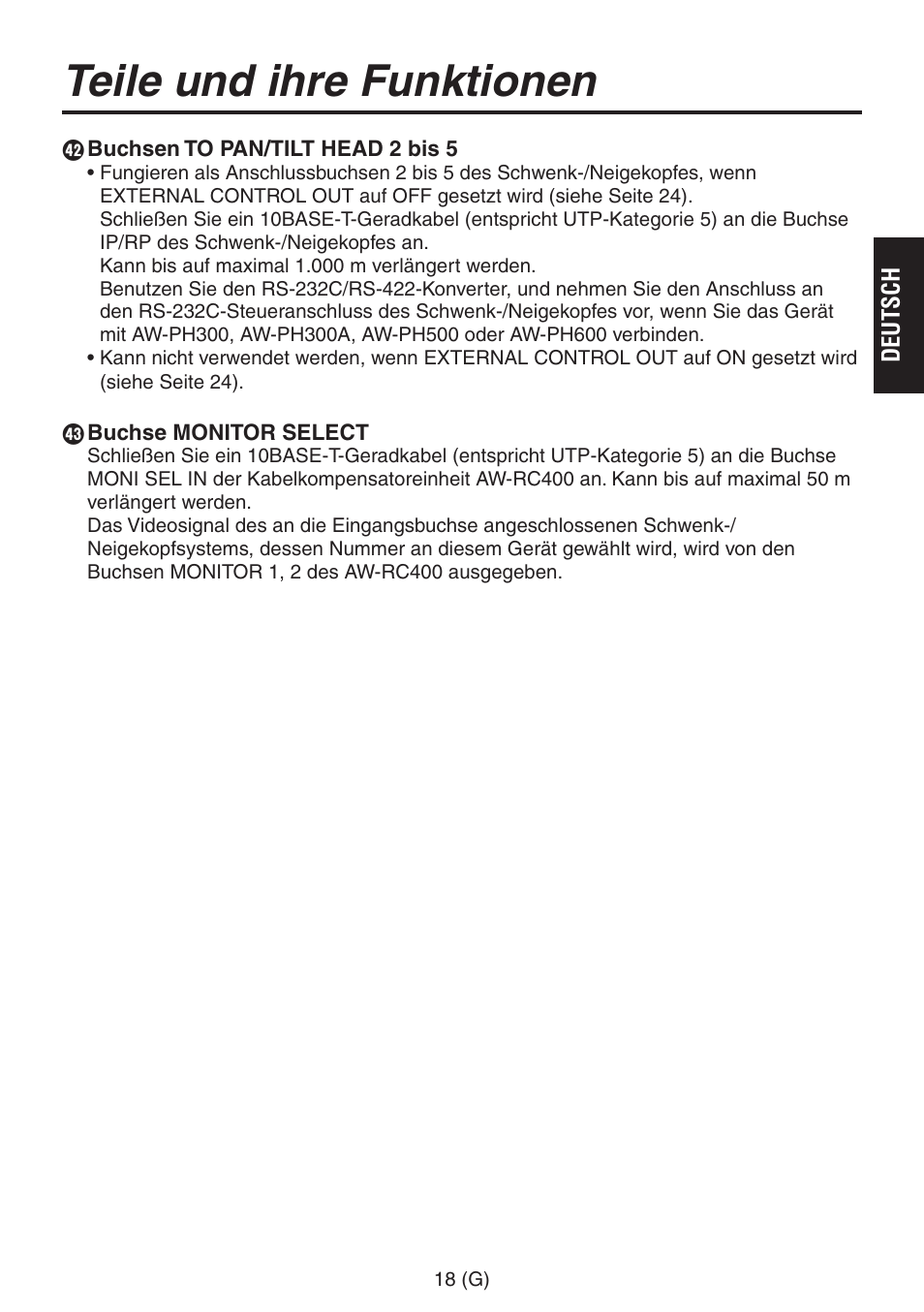 Teile und ihre funktionen | Panasonic AW-RP555 User Manual | Page 61 / 296