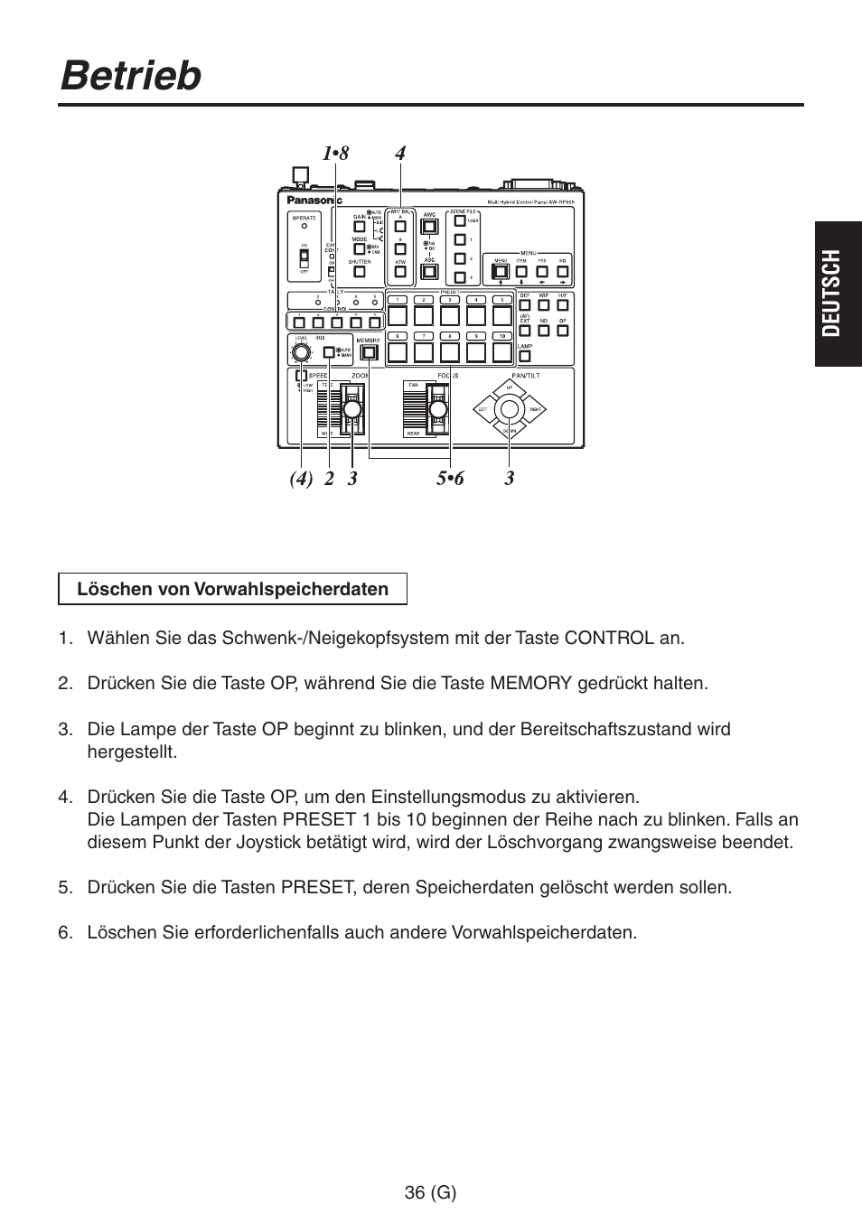 Betrieb | Panasonic AW-RP555 User Manual | Page 79 / 296