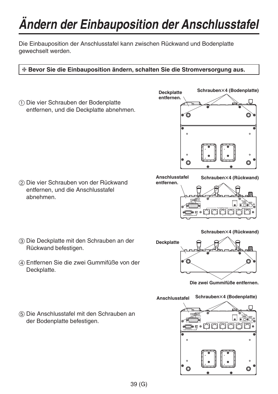 Ändern der einbauposition der anschlusstafel | Panasonic AW-RP555 User Manual | Page 82 / 296