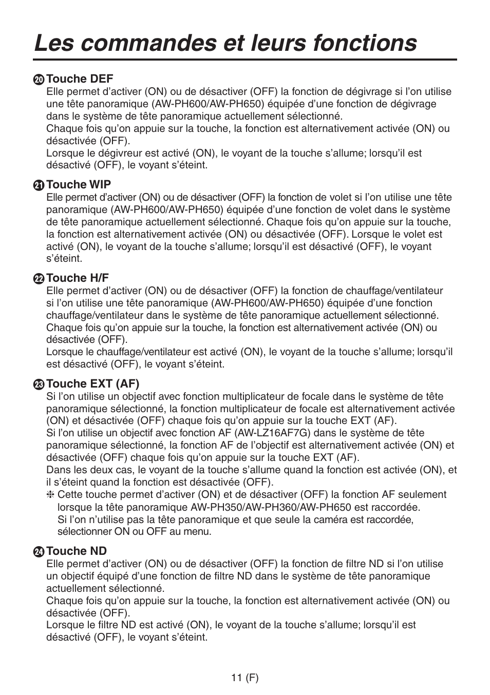 Les commandes et leurs fonctions | Panasonic AW-RP555 User Manual | Page 96 / 296