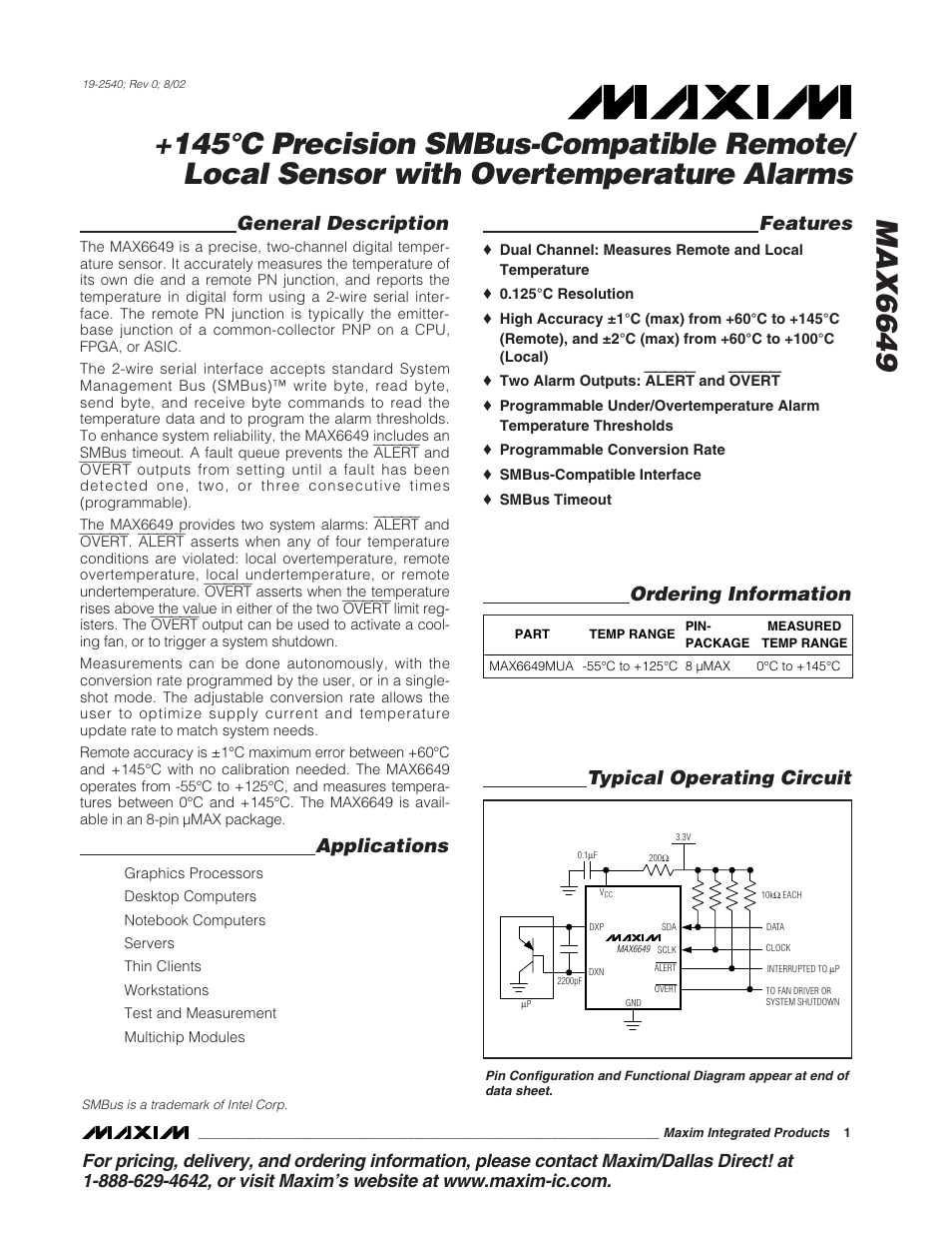 Rainbow Electronics MAX6649 User Manual | 15 pages