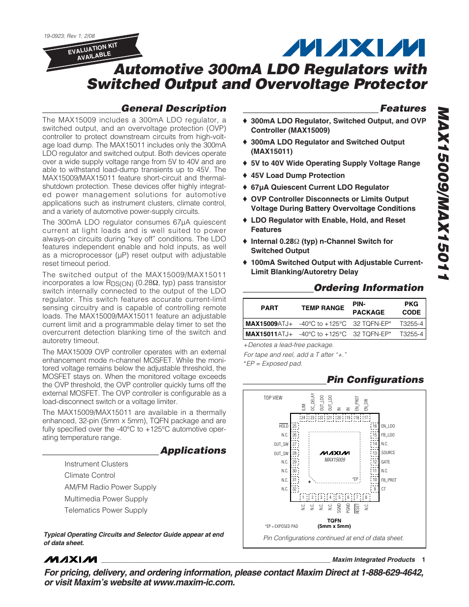Rainbow Electronics MAX15011 User Manual | 24 pages