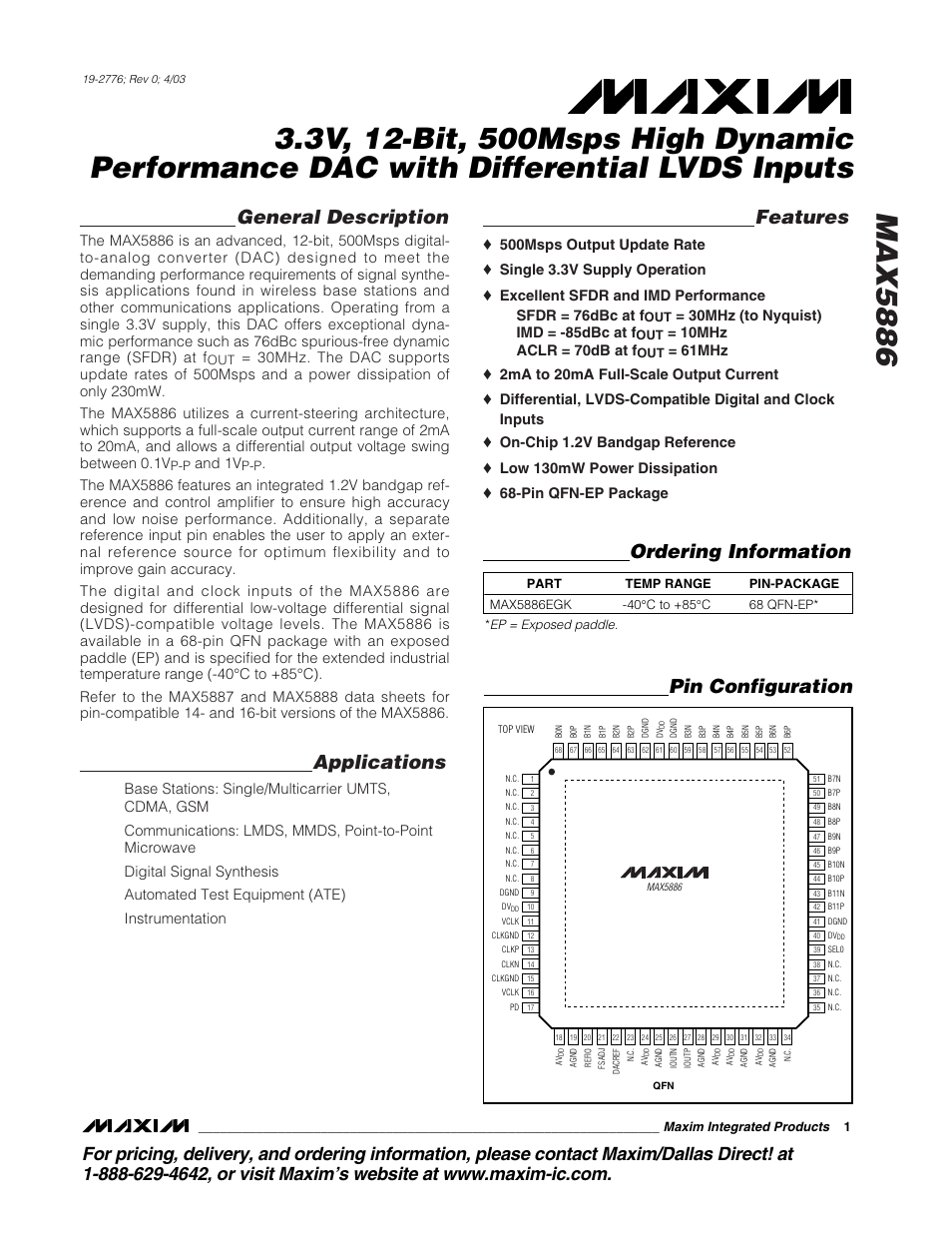 Rainbow Electronics MAX5886 User Manual | 18 pages