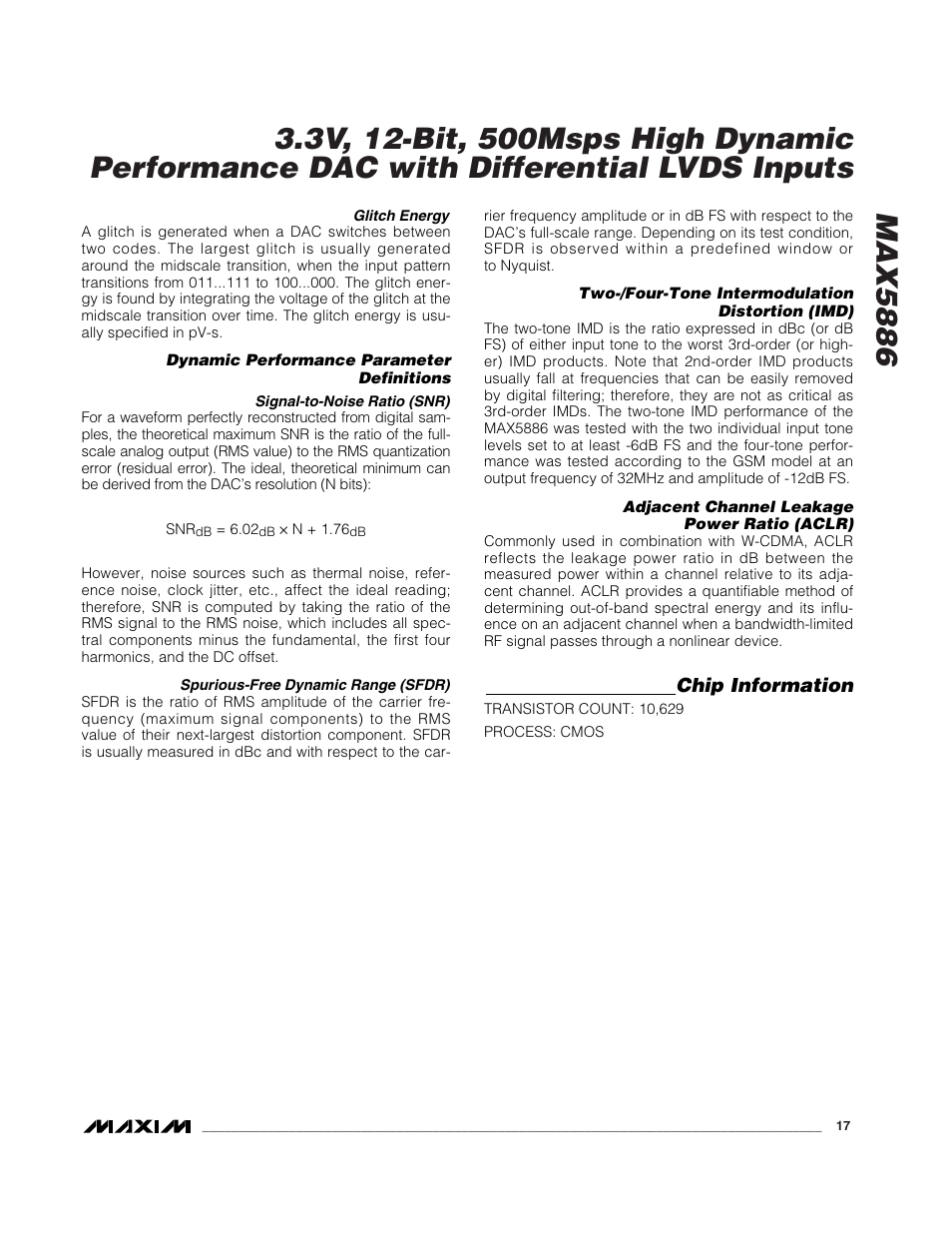 Chip information | Rainbow Electronics MAX5886 User Manual | Page 17 / 18