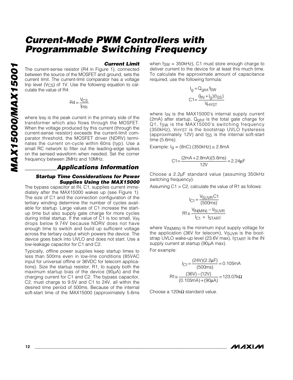 Applications information | Rainbow Electronics MAX15001 User Manual | Page 12 / 18