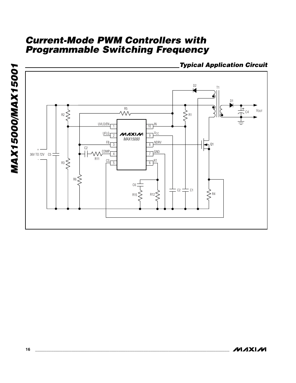 Typical application circuit | Rainbow Electronics MAX15001 User Manual | Page 16 / 18