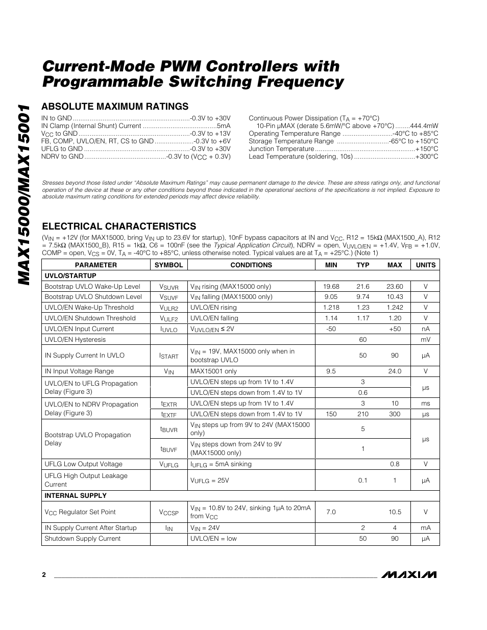Rainbow Electronics MAX15001 User Manual | Page 2 / 18