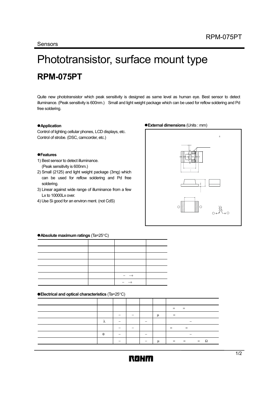 Rainbow Electronics RPM-075PT User Manual | 2 pages