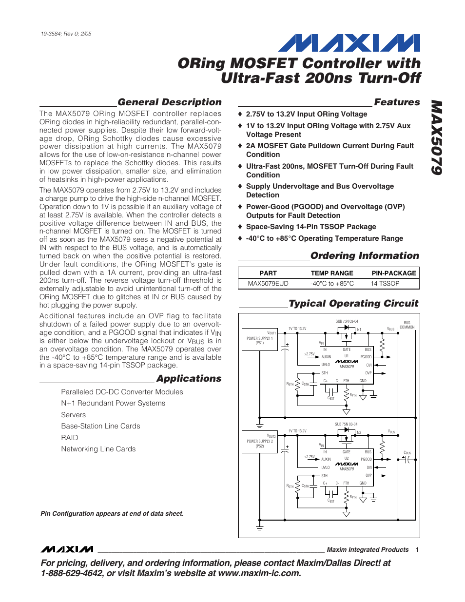 Rainbow Electronics MAX5079 User Manual | 18 pages