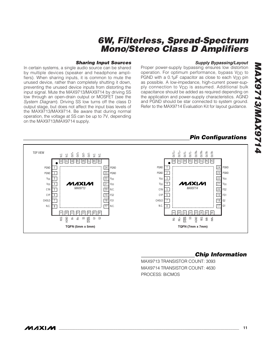 Pin configurations chip information, Sharing input sources | Rainbow Electronics MAX9714 User Manual | Page 11 / 18