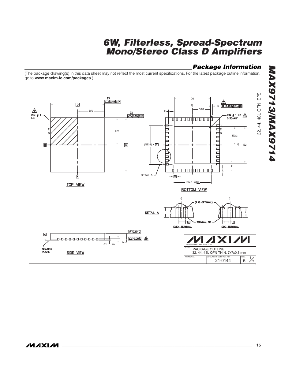 Package information | Rainbow Electronics MAX9714 User Manual | Page 15 / 18