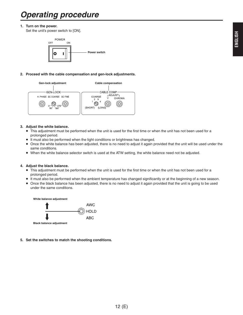 Operating procedure, 12 (e) | Panasonic AW-RC600 User Manual | Page 13 / 124