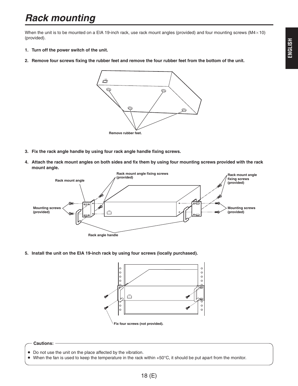 Rack mounting, 18 (e), English | Panasonic AW-RC600 User Manual | Page 19 / 124