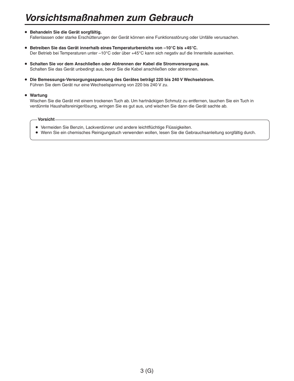 Vorsichtsmaßnahmen zum gebrauch | Panasonic AW-RC600 User Manual | Page 24 / 124