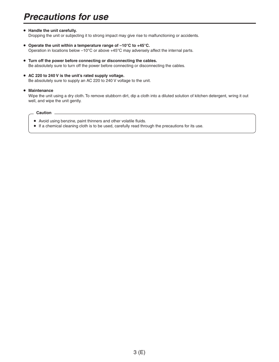 Precautions for use | Panasonic AW-RC600 User Manual | Page 4 / 124