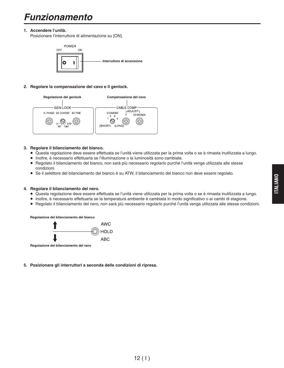 Funzionamento, 12 ( i ) | Panasonic AW-RC600 User Manual | Page 73 / 124