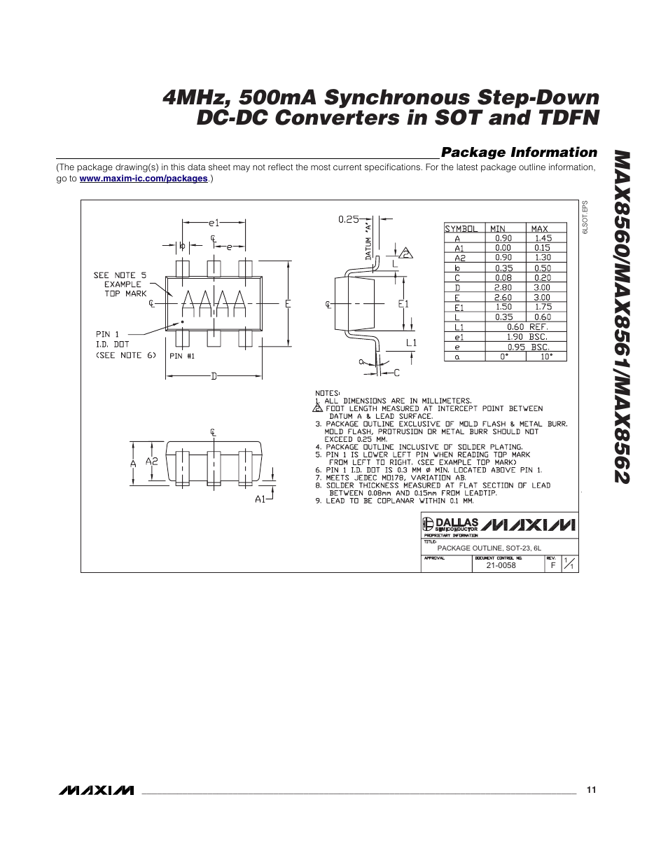 Package information | Rainbow Electronics MAX8562 User Manual | Page 11 / 12