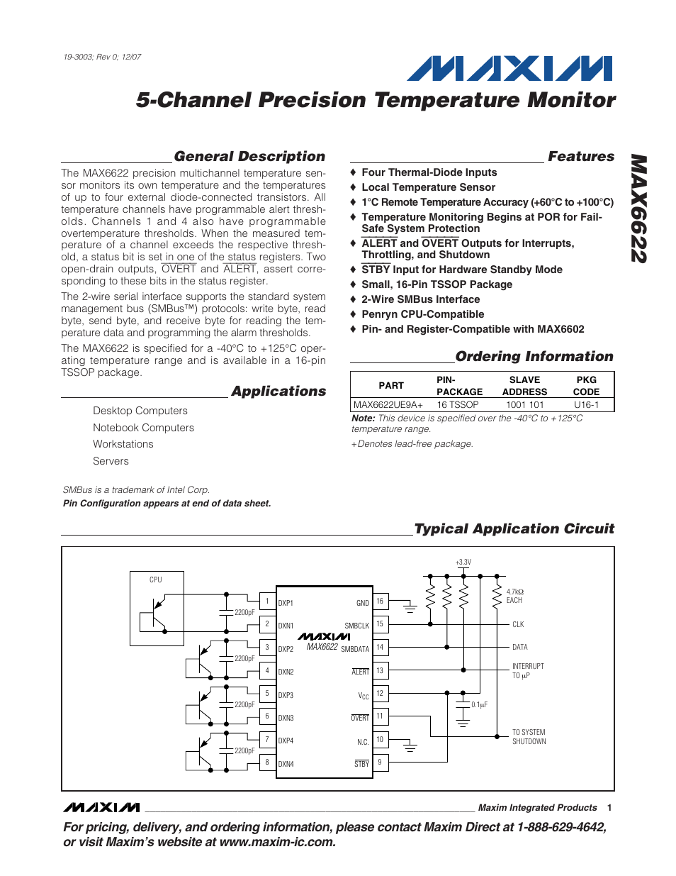 Rainbow Electronics MAX6622 User Manual | 18 pages