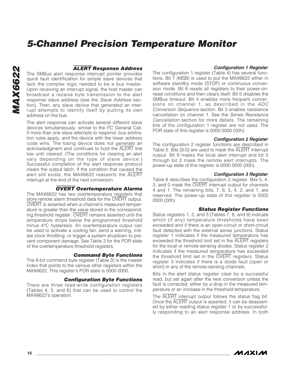 Max6622, Channel precision temperature monitor | Rainbow Electronics MAX6622 User Manual | Page 10 / 18