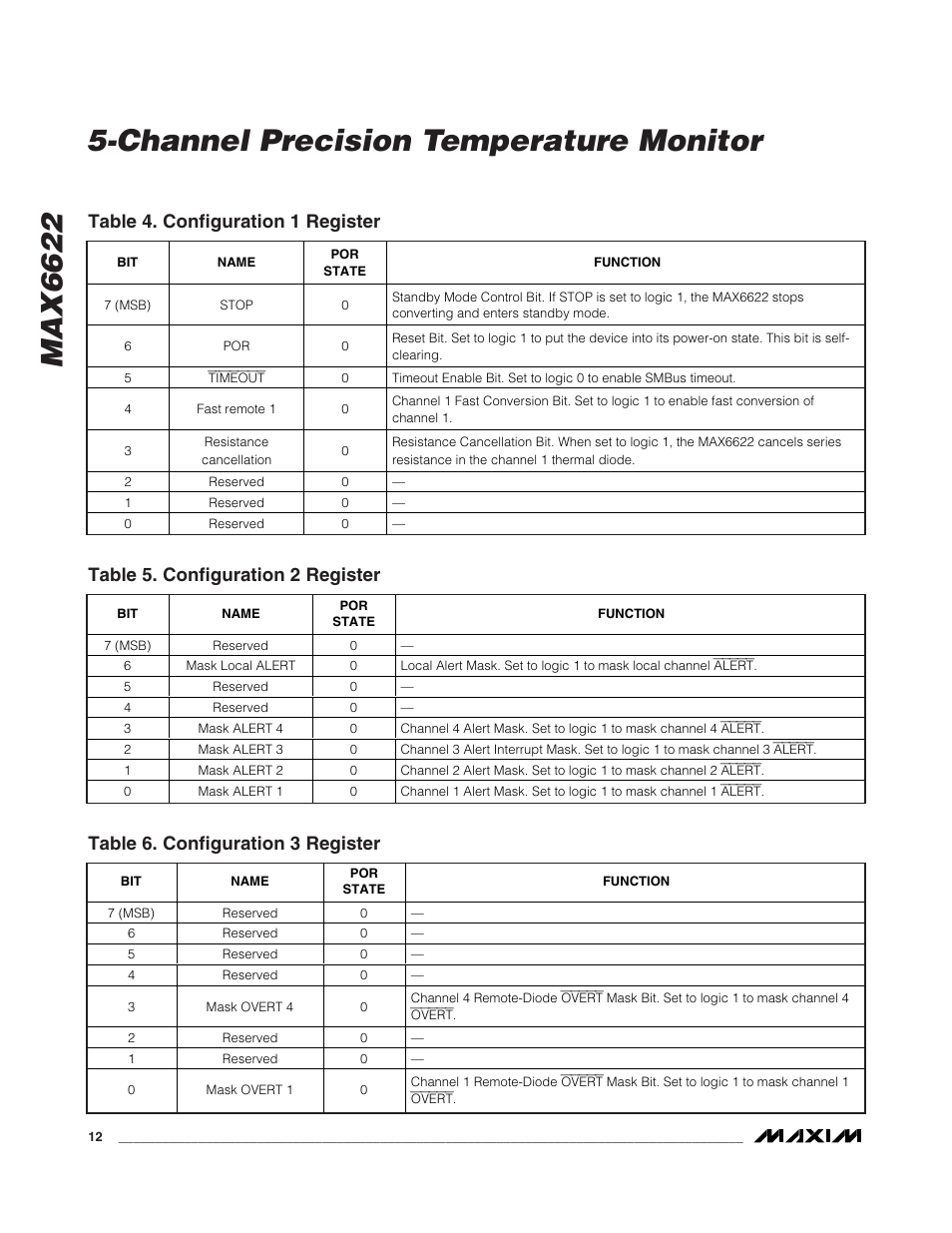 Table 6. configuration 3 register | Rainbow Electronics MAX6622 User Manual | Page 12 / 18