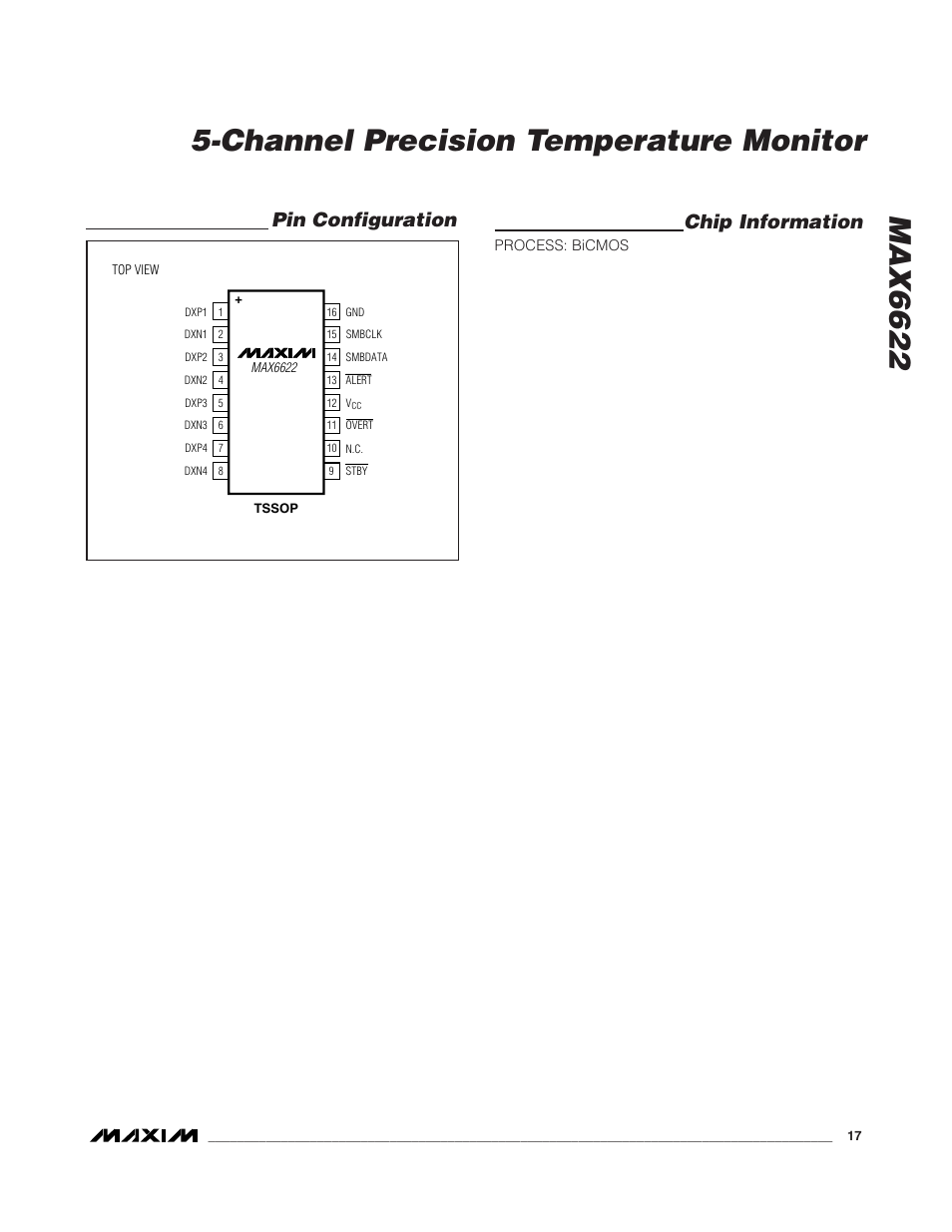Pin configuration chip information | Rainbow Electronics MAX6622 User Manual | Page 17 / 18