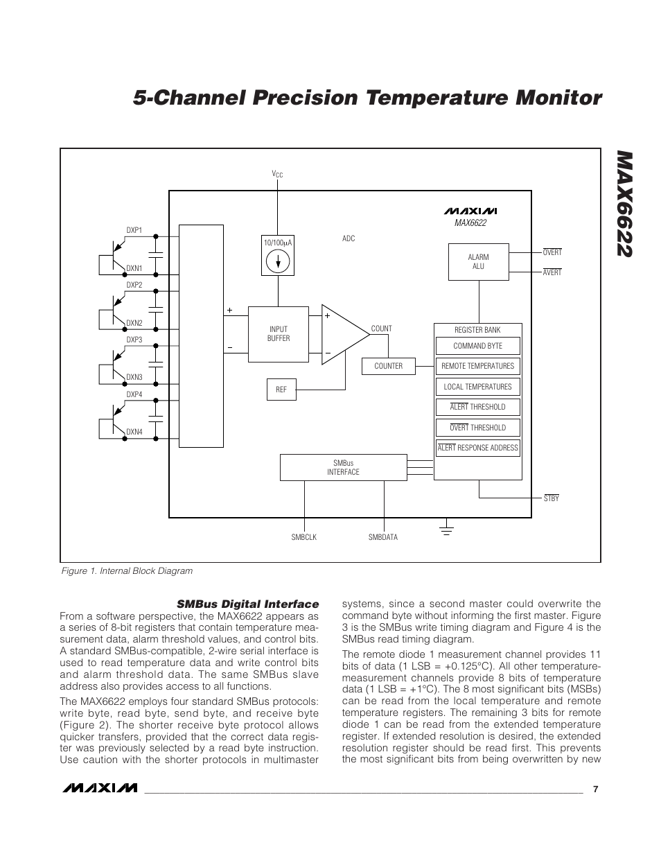 Smbus digital interface | Rainbow Electronics MAX6622 User Manual | Page 7 / 18