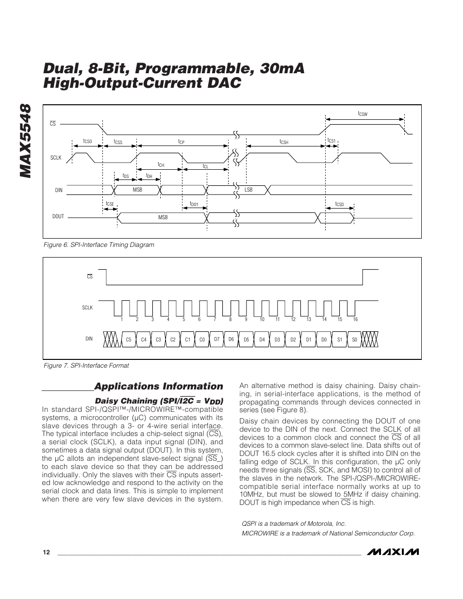 Max5548, Applications information, Daisy chaining (spi | Rainbow Electronics MAX5548 User Manual | Page 12 / 15