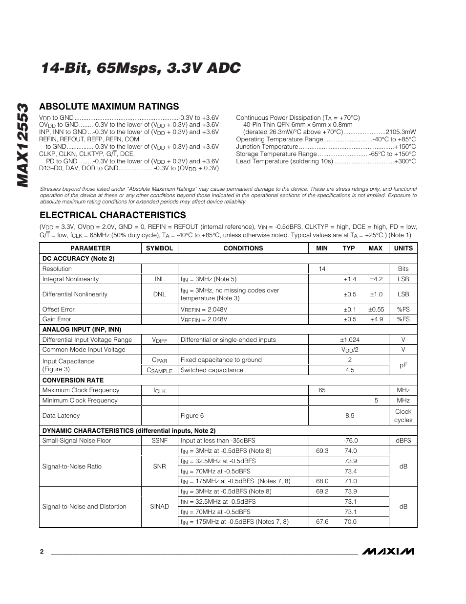 Rainbow Electronics MAX12553 User Manual | Page 2 / 28