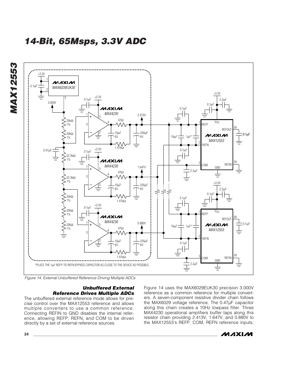 Unbuffered external reference drives multiple adcs | Rainbow Electronics MAX12553 User Manual | Page 24 / 28