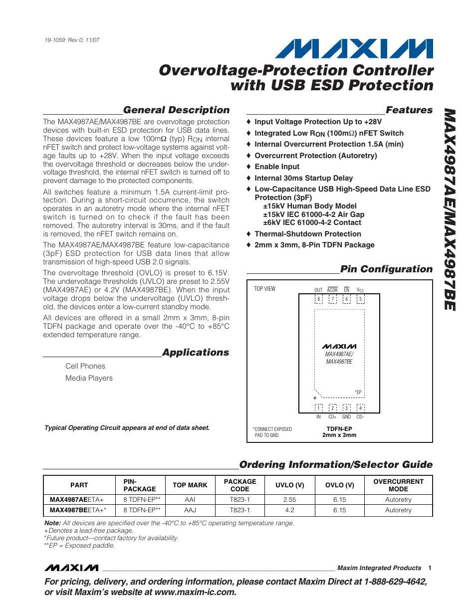 Rainbow Electronics MAX4987BE User Manual | 10 pages