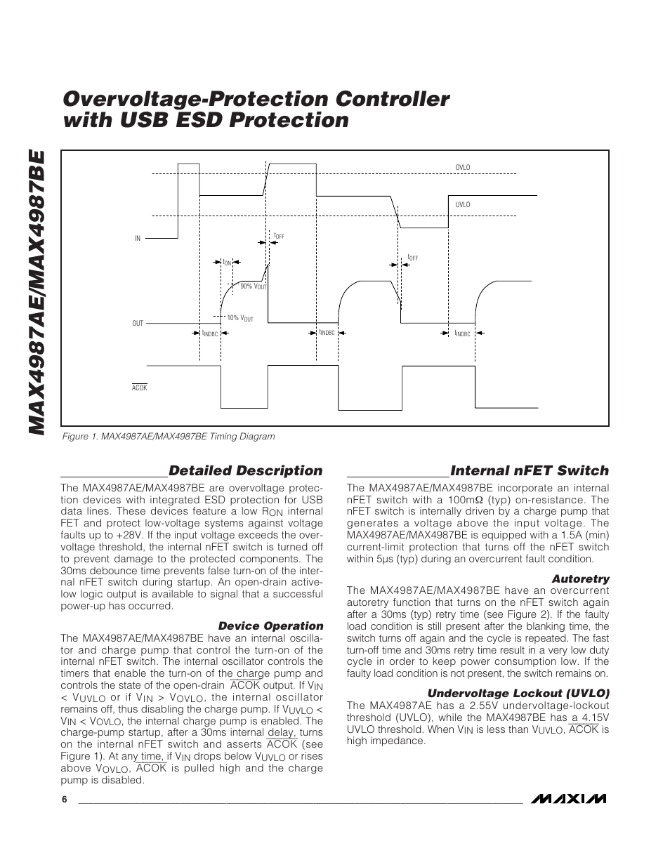 Detailed description, Internal nfet switch | Rainbow Electronics MAX4987BE User Manual | Page 6 / 10