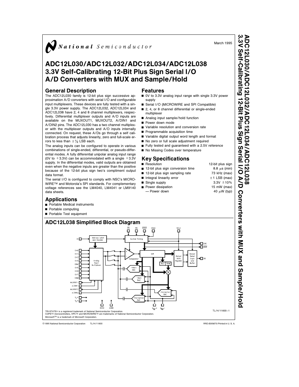 Rainbow Electronics ADC12L038 User Manual | 40 pages