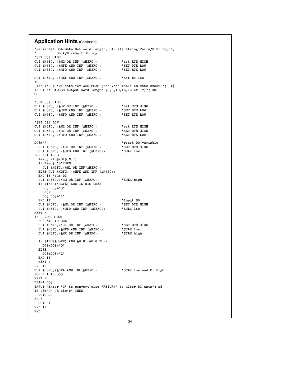 Application hints | Rainbow Electronics ADC12L038 User Manual | Page 34 / 40