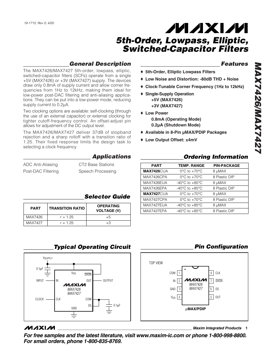 Rainbow Electronics MAX7427 User Manual | 12 pages