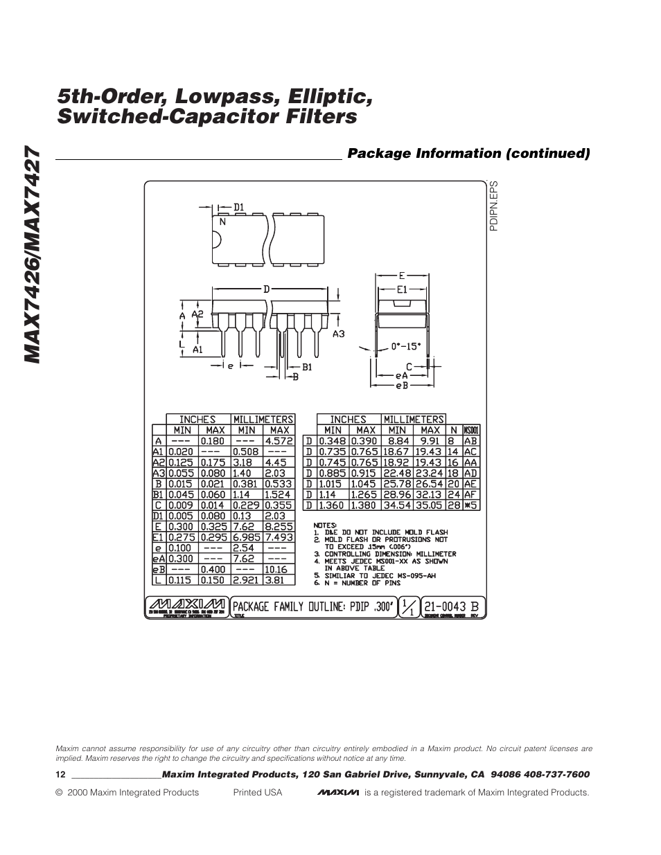 Rainbow Electronics MAX7427 User Manual | Page 12 / 12