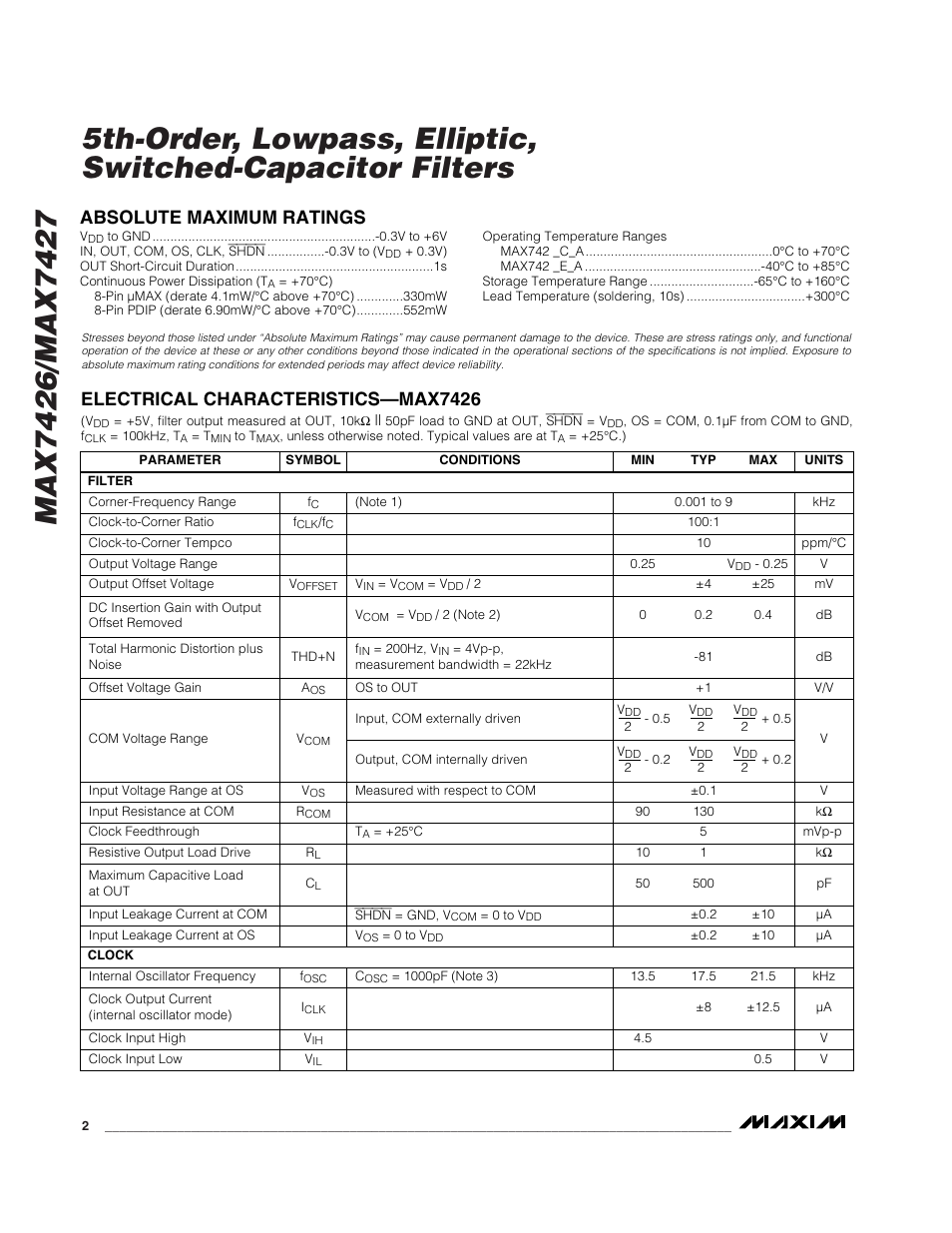 Rainbow Electronics MAX7427 User Manual | Page 2 / 12