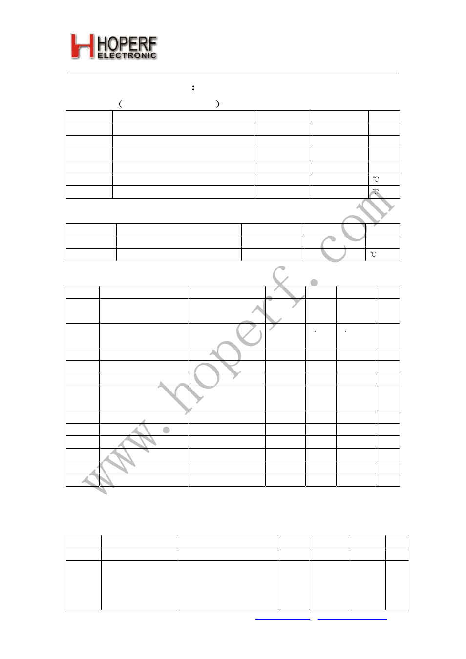 Rfm01, Electrical parameter, Maximum （ not at working mode | Recommended working range, Dc characteristic, Ac characteristic | Rainbow Electronics RFM01 User Manual | Page 3 / 8