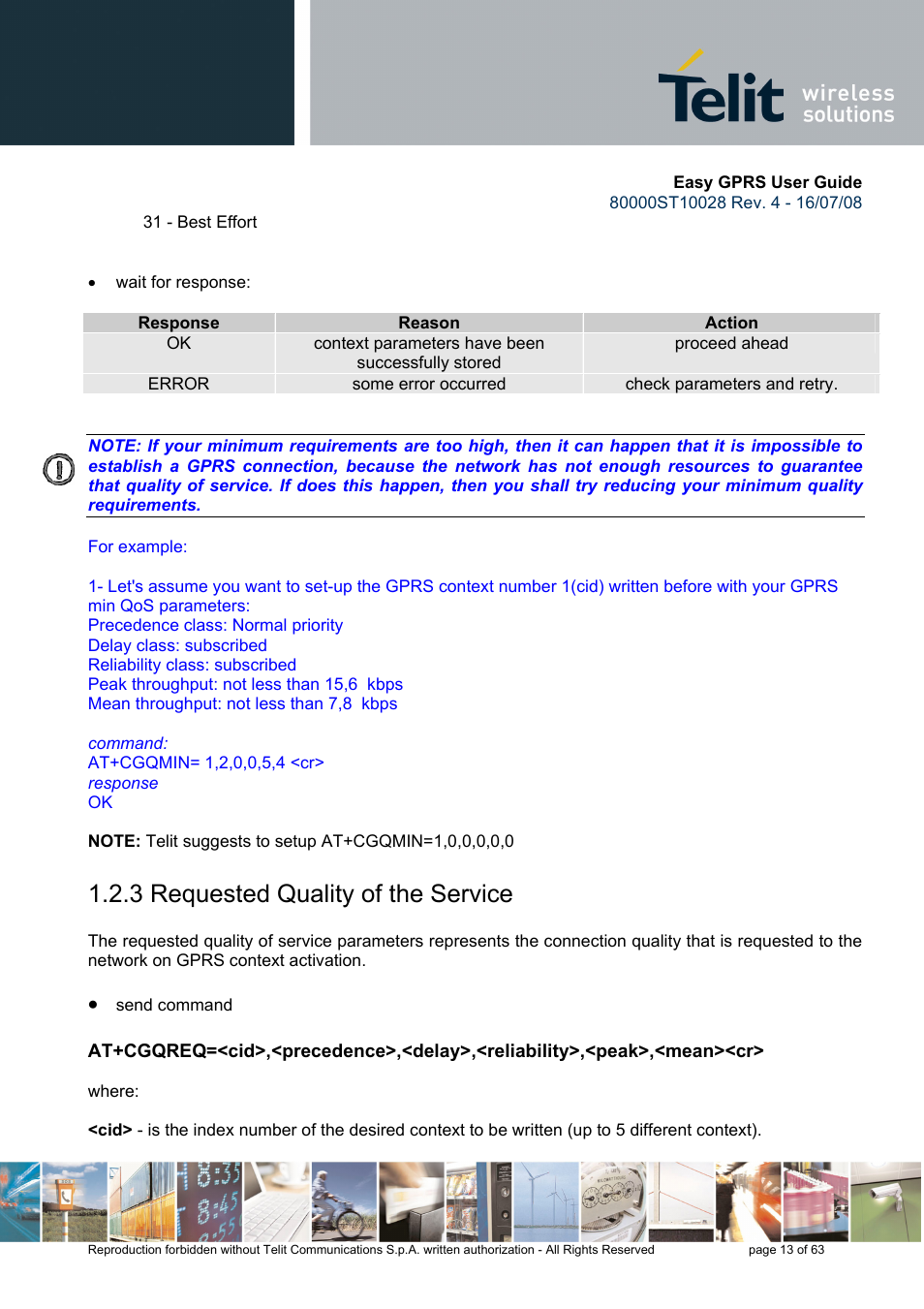 3 requested quality of the service | Rainbow Electronics GM862-QUAD-PY User Manual | Page 13 / 63
