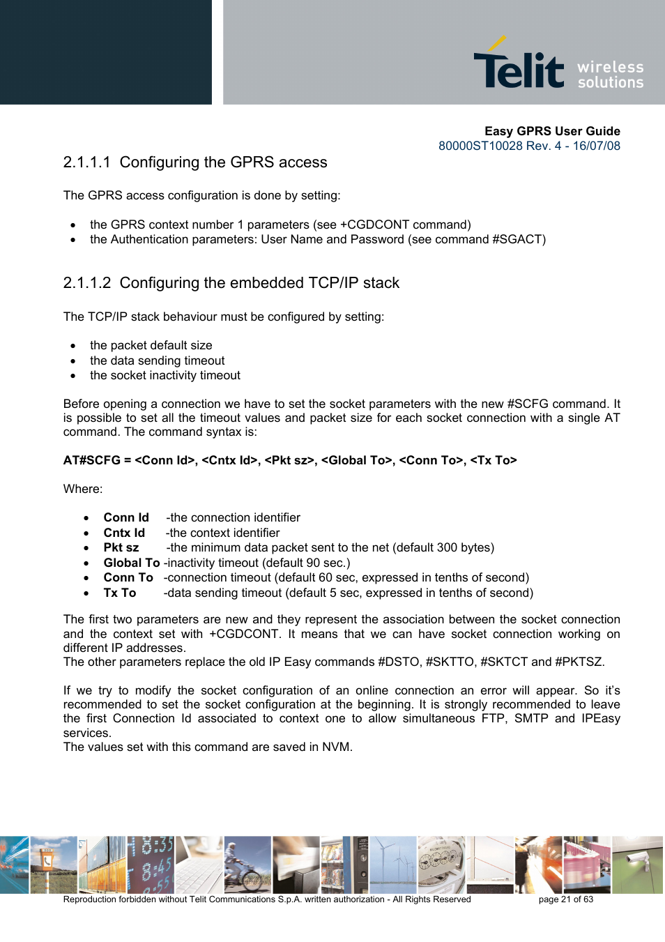 1 configuring the gprs access, 2 configuring the embedded tcp/ip stack | Rainbow Electronics GM862-QUAD-PY User Manual | Page 21 / 63