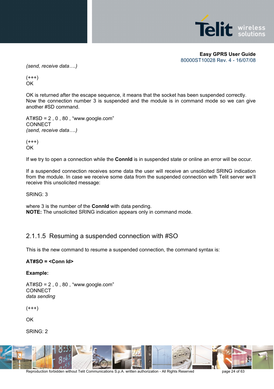 5 resuming a suspended connection with #so | Rainbow Electronics GM862-QUAD-PY User Manual | Page 24 / 63