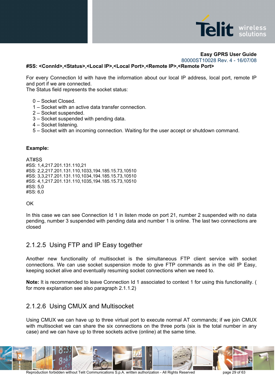 5 using ftp and ip easy together, 6 using cmux and multisocket | Rainbow Electronics GM862-QUAD-PY User Manual | Page 29 / 63