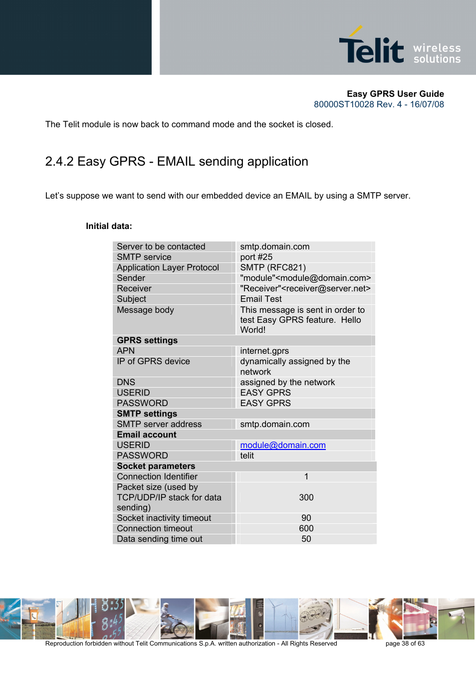 2 easy gprs - email sending application | Rainbow Electronics GM862-QUAD-PY User Manual | Page 38 / 63