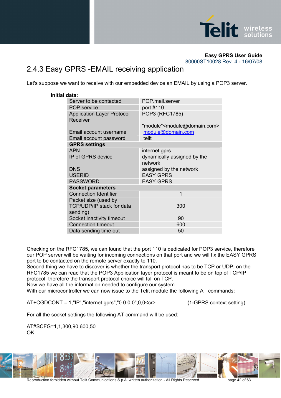 3 easy gprs -email receiving application | Rainbow Electronics GM862-QUAD-PY User Manual | Page 42 / 63