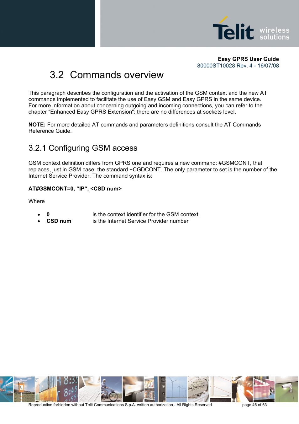 2 commands overview, 1 configuring gsm access | Rainbow Electronics GM862-QUAD-PY User Manual | Page 46 / 63