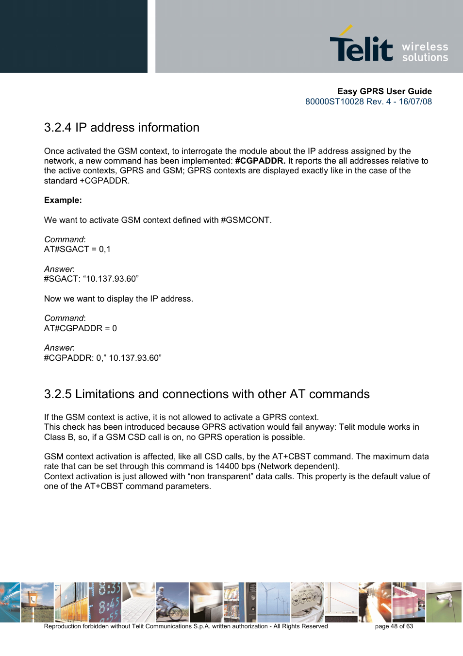 4 ip address information | Rainbow Electronics GM862-QUAD-PY User Manual | Page 48 / 63