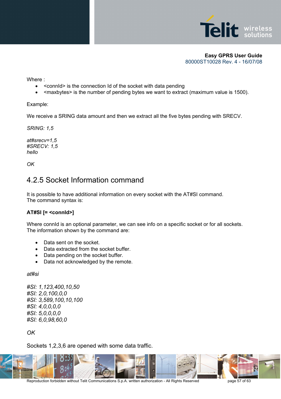 5 socket information command | Rainbow Electronics GM862-QUAD-PY User Manual | Page 57 / 63