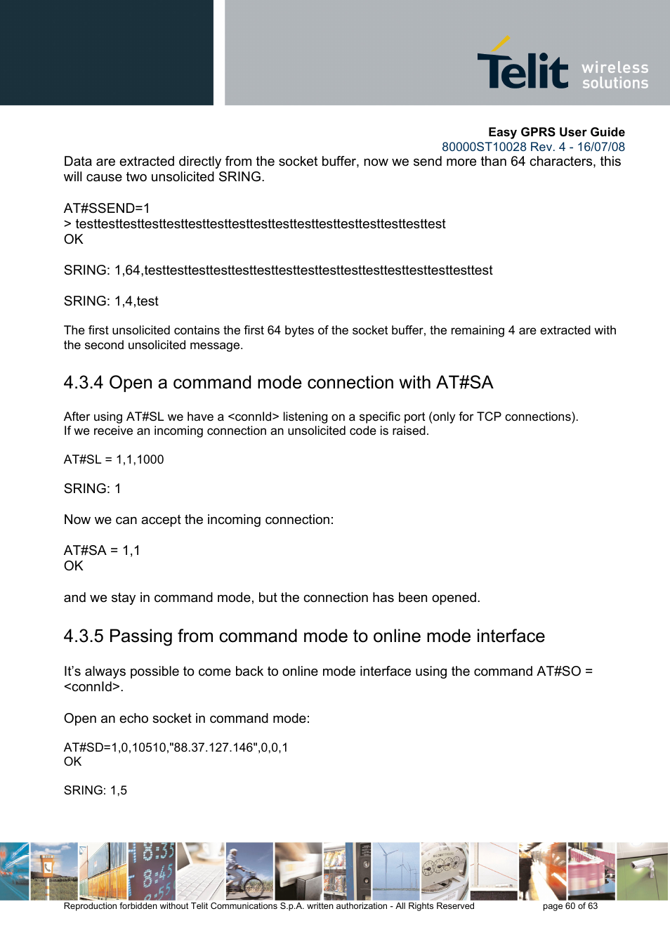 4 open a command mode connection with at#sa | Rainbow Electronics GM862-QUAD-PY User Manual | Page 60 / 63