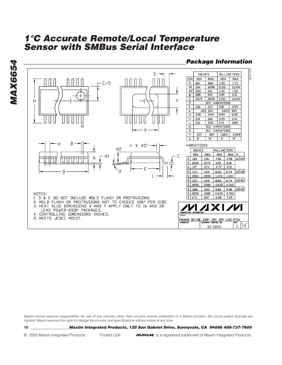 Rainbow Electronics MAX6654 User Manual | Page 16 / 16