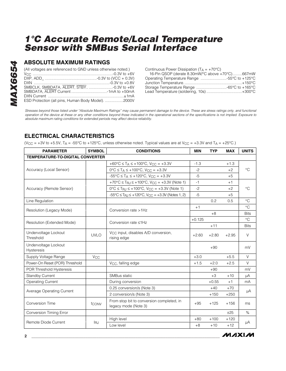 Rainbow Electronics MAX6654 User Manual | Page 2 / 16
